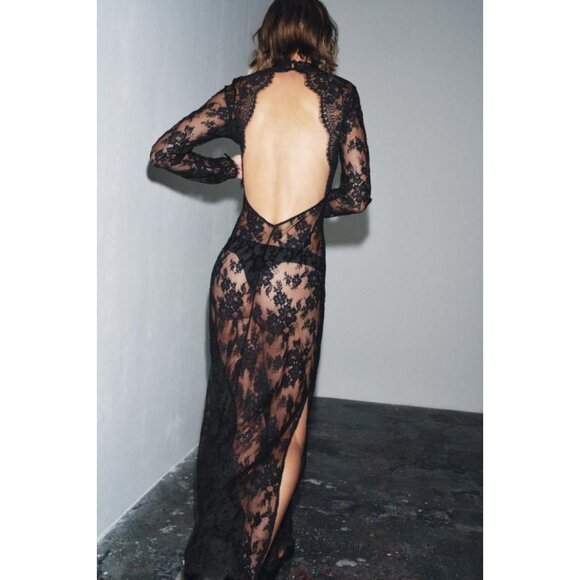 ZARA LACE DRESS WITH LOW BACK - Picture 4 of 9